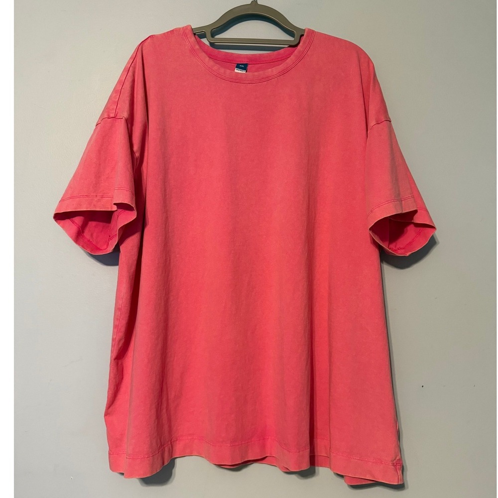 Old Navy Women's XXL Coral Pink Cotton Short Sleeve Crew Neck Oversized 2145